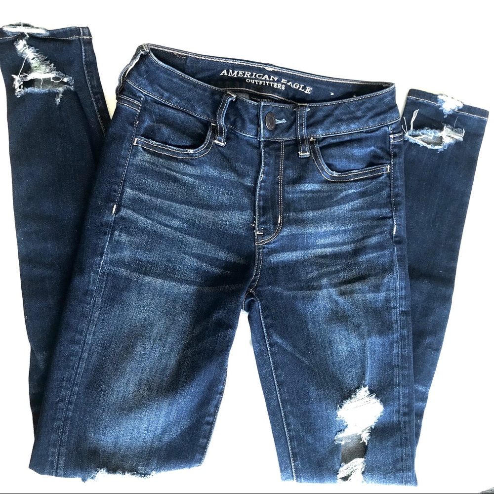 American Eagle high rise distressed skinny jeans